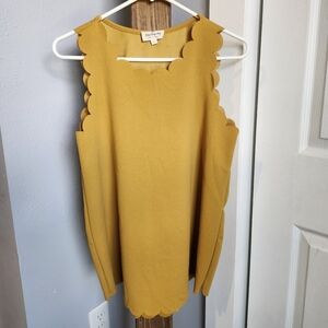 Mustard yellow scallop blouse, size L